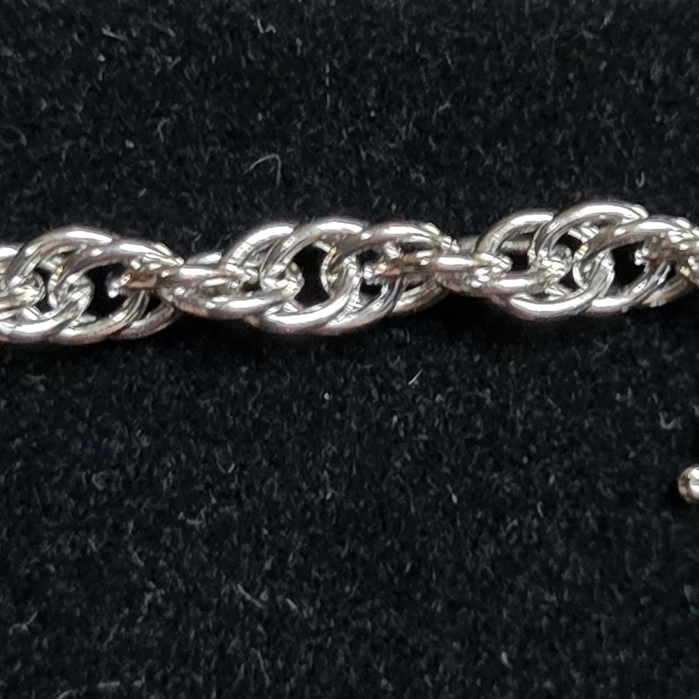 Sapphire 10k white gold charm & 12k rope bracelet GM motors 15year gift - Picture 8 of 11